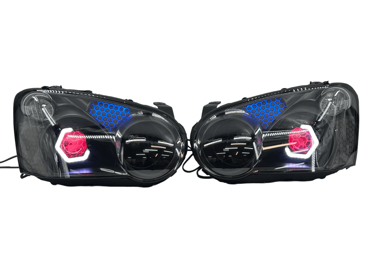 04-05 Subaru Blobeye WRX/STI Black Retrofit Projectors RGBW Halo Headlights
