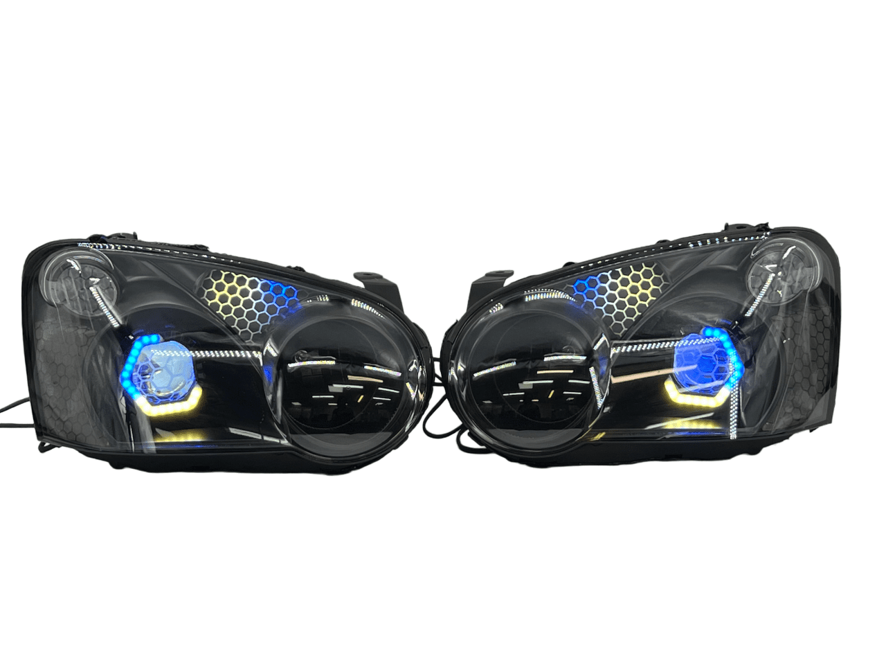 04-05 Subaru Blobeye WRX/STI Black Retrofit Projectors RGBW Halo Headlights
