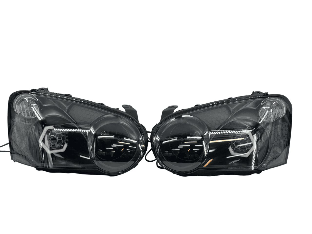 04-05 Subaru Blobeye WRX/STI Black Retrofit Projectors RGBW Halo Headlights