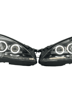 2010-2013 Mercedes Benz S Class S550 S600 Switchback LED Headlights Black HID Projector Halo Lights