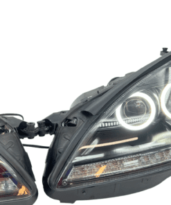 2010-2013 Mercedes Benz S Class S550 S600 Switchback LED Headlights Black HID Projector Halo Lights