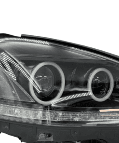 2010-2013 Mercedes Benz S Class S550 S600 Switchback LED Headlights Black HID Projector Halo Lights