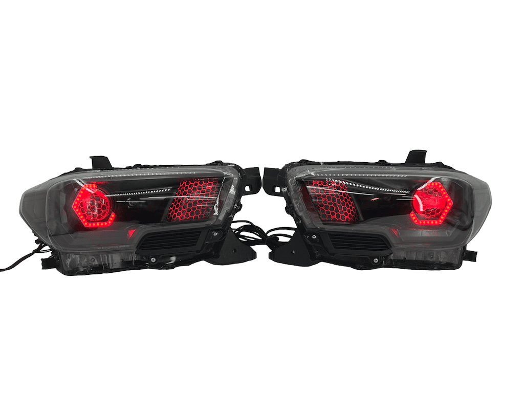 16-20 Toyota Tacoma RGBW Led Custom Halo Projector Black Headlights