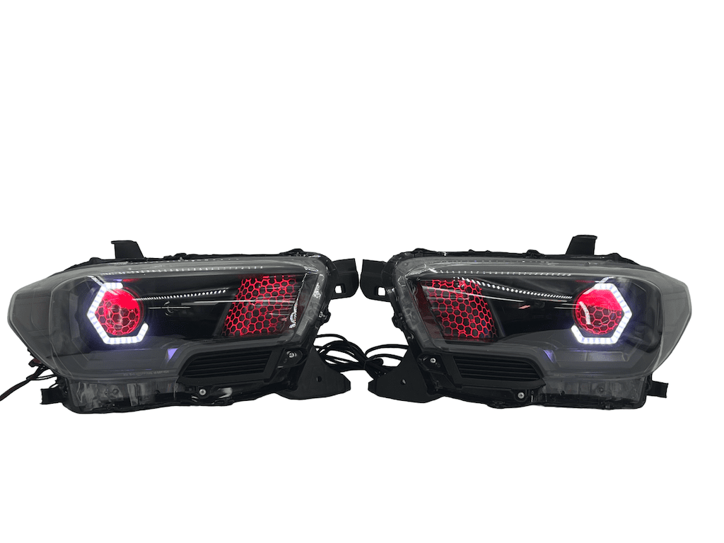 16-20 Toyota Tacoma RGBW Led Custom Halo Projector Black Headlights