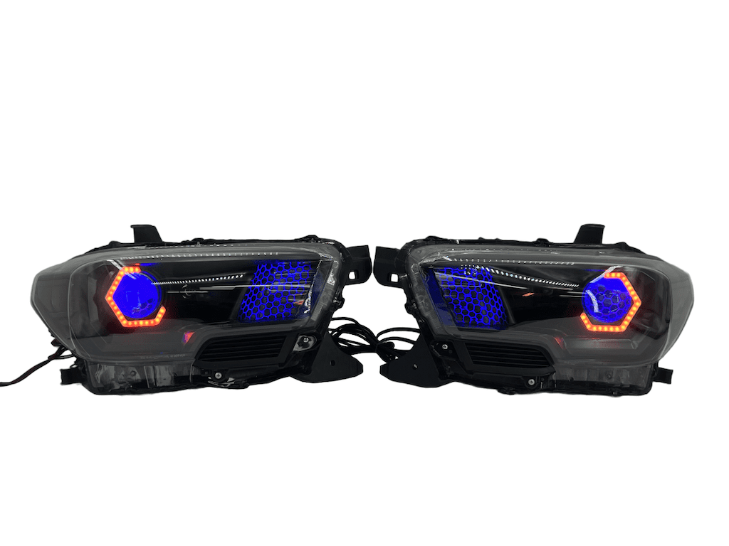 16-20 Toyota Tacoma RGBW Led Custom Halo Projector Black Headlights