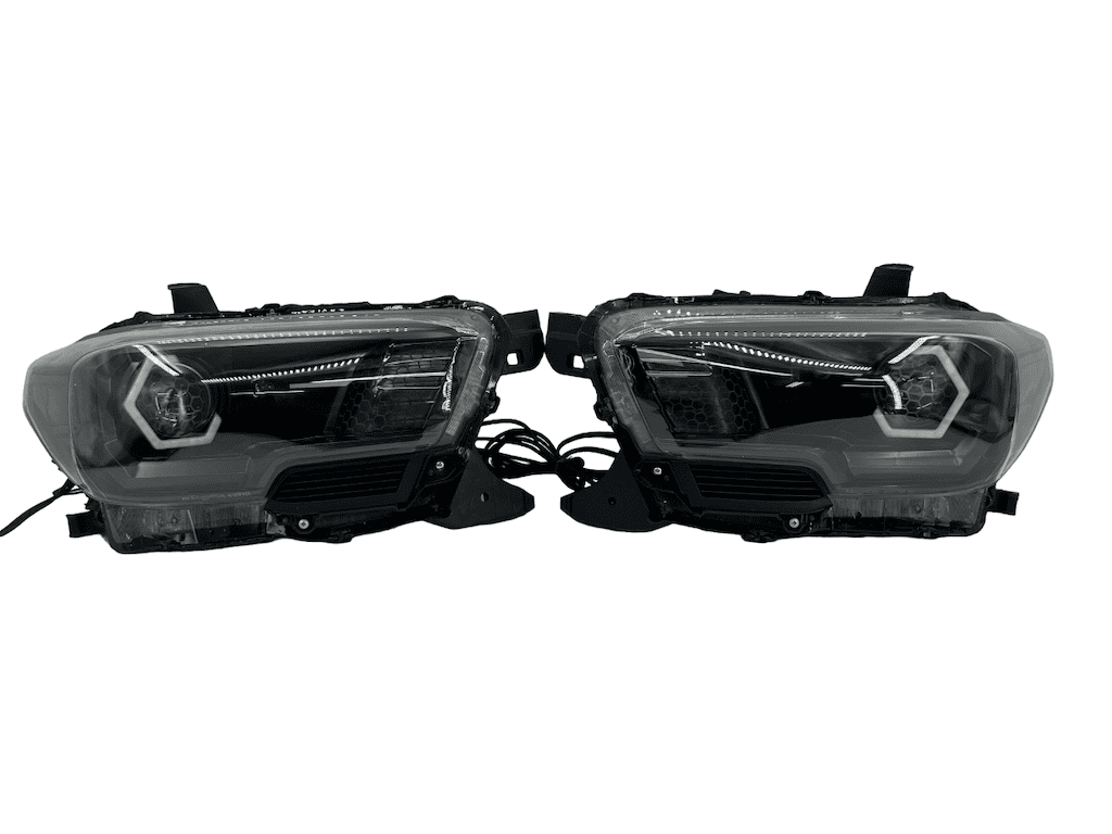 16-20 Toyota Tacoma RGBW Led Custom Halo Projector Black Headlights