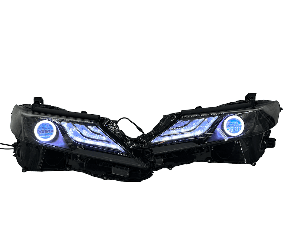 2022-2023 Toyota Camry LE Custom LED Halo RGBW Retrofit Projector Black Headlights