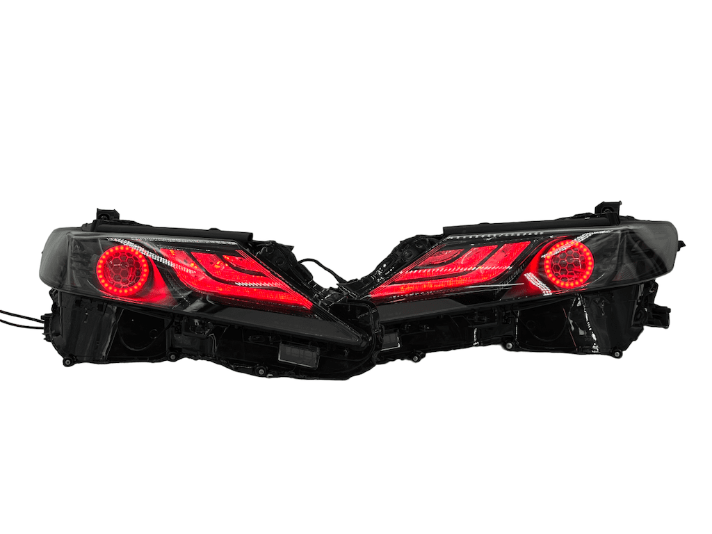 2022-2023 Toyota Camry LE Custom LED Halo RGBW Retrofit Projector Black Headlights