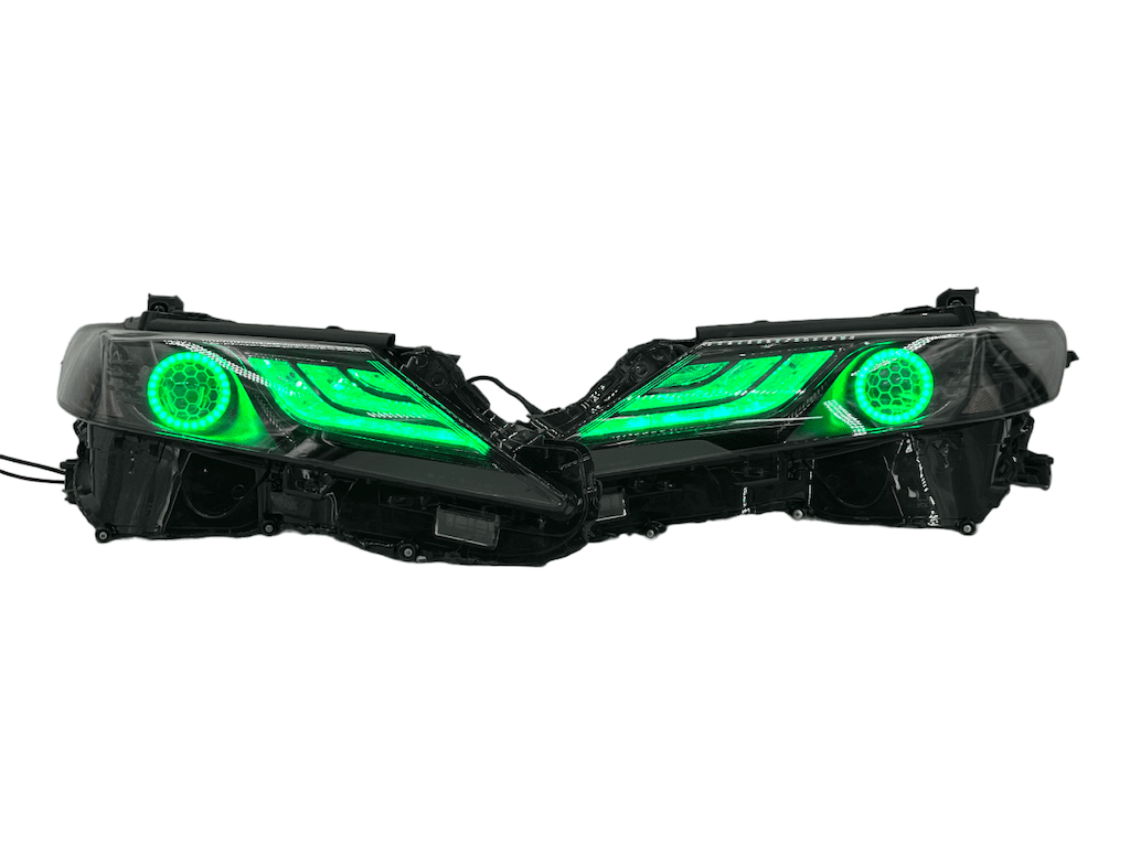 2022-2023 Toyota Camry LE Custom LED Halo RGBW Retrofit Projector Black Headlights