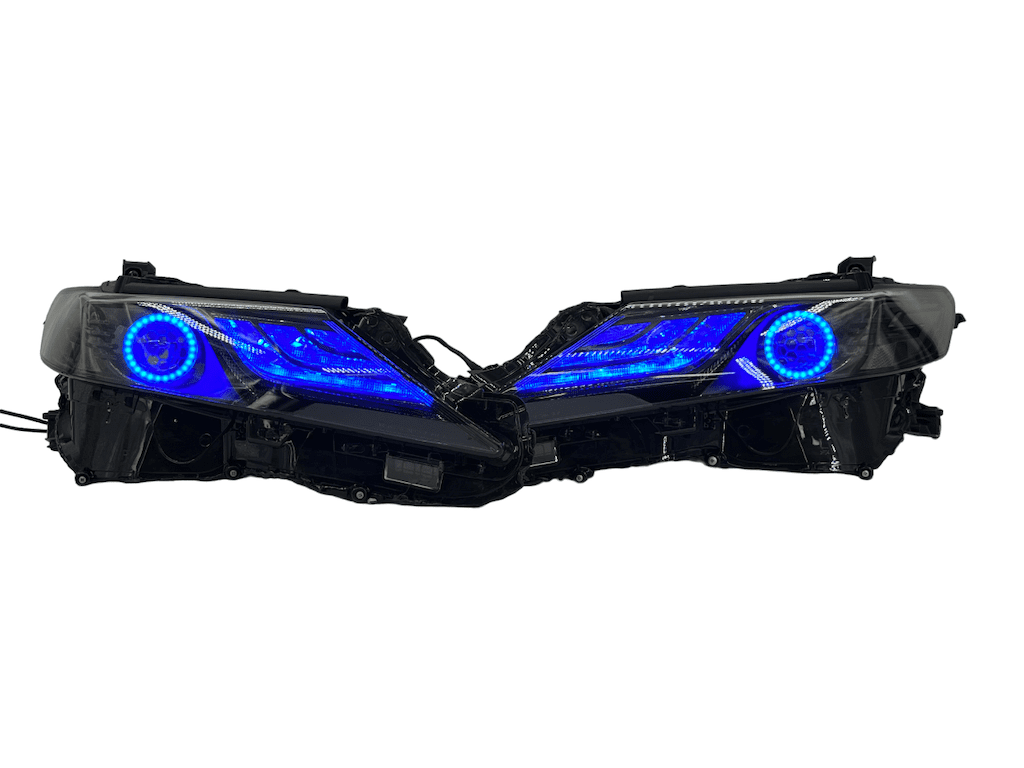 2022-2023 Toyota Camry LE Custom LED Halo RGBW Retrofit Projector Black Headlights