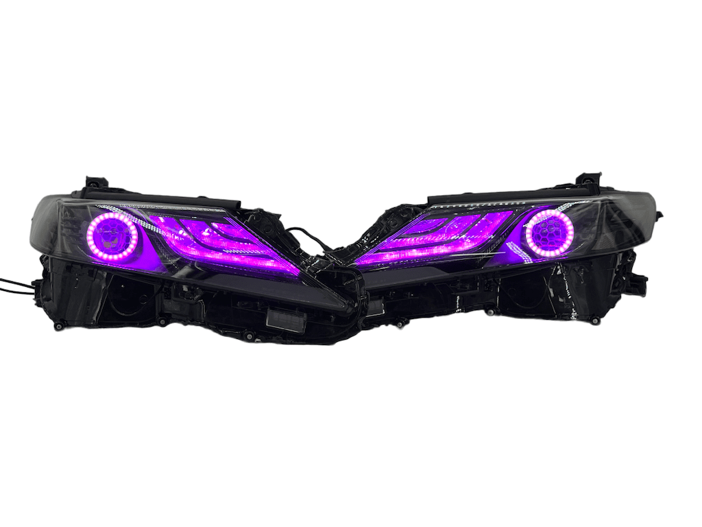 2022-2023 Toyota Camry LE Custom LED Halo RGBW Retrofit Projector Black Headlights