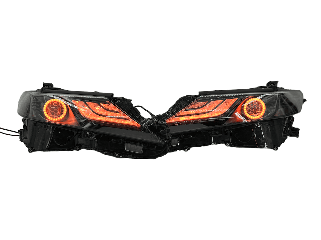 2022-2023 Toyota Camry LE Custom LED Halo RGBW Retrofit Projector Black Headlights