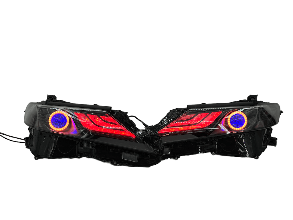 2022-2023 Toyota Camry LE Custom LED Halo RGBW Retrofit Projector Black Headlights