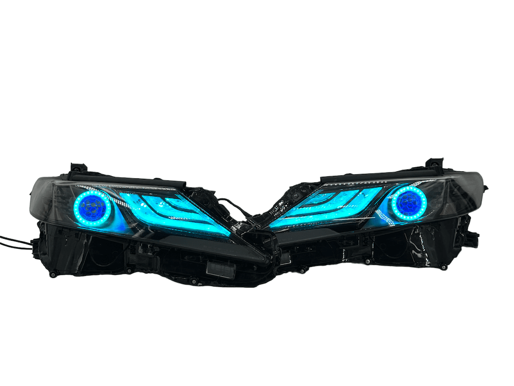 2022-2023 Toyota Camry LE Custom LED Halo RGBW Retrofit Projector Black Headlights