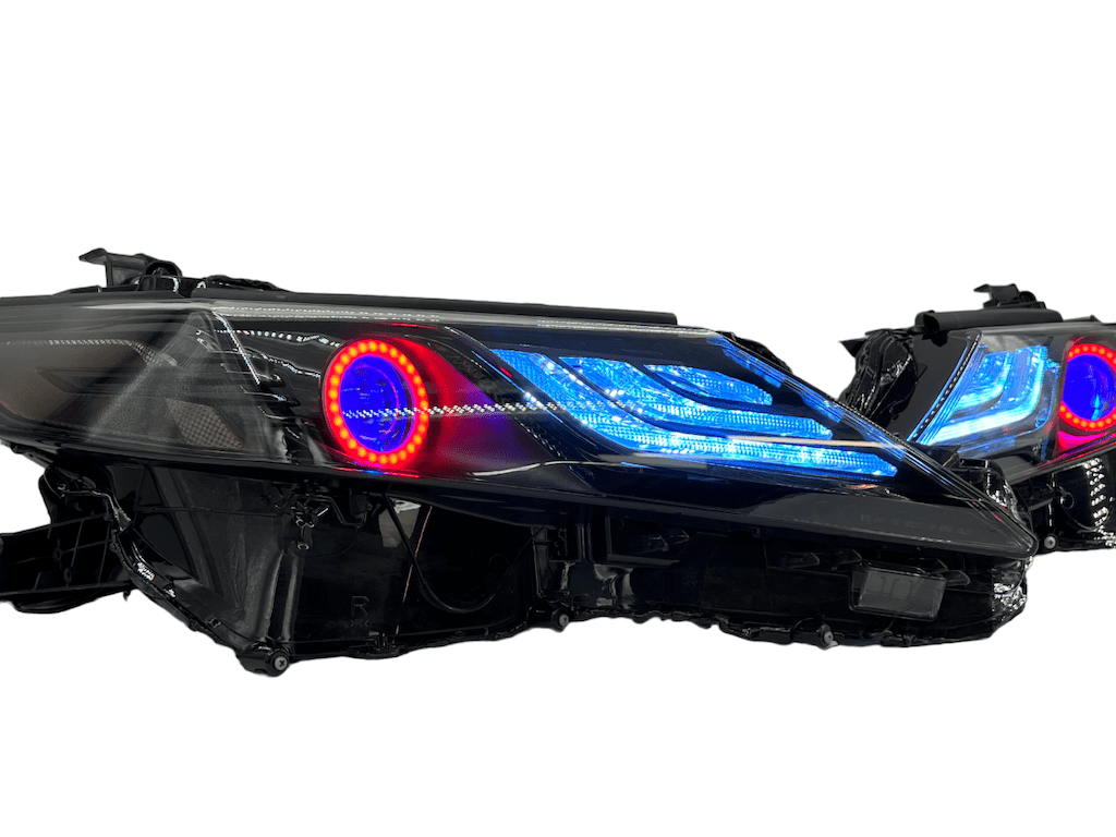 2022-2023 Toyota Camry LE Custom LED Halo RGBW Retrofit Projector Black Headlights