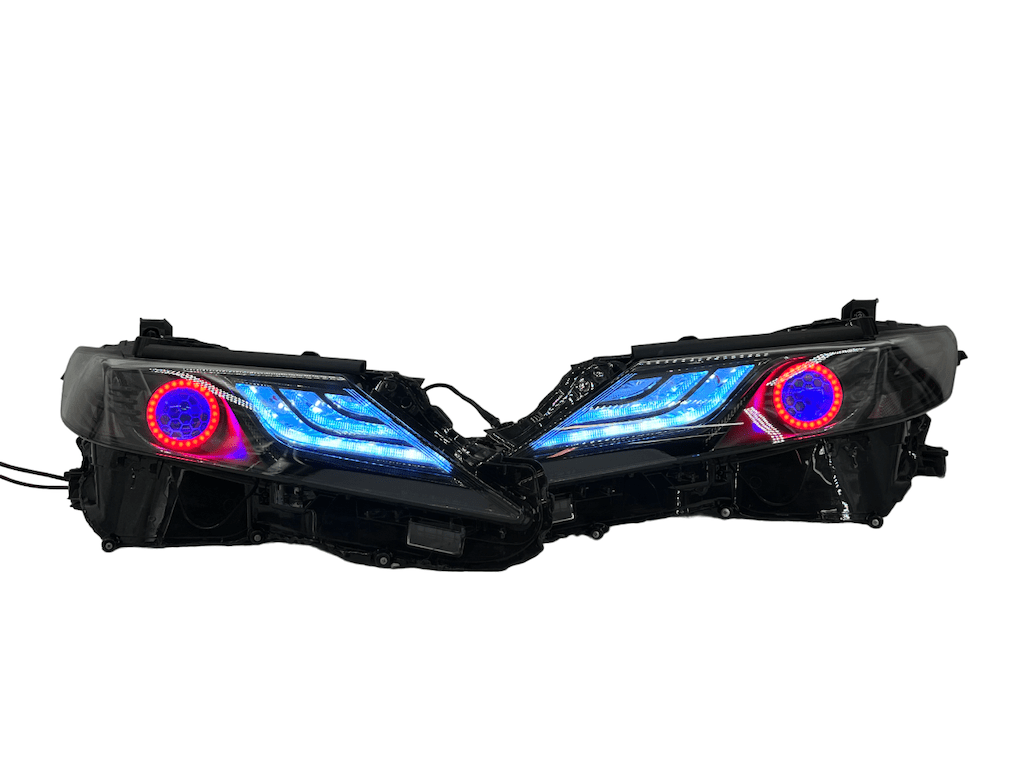 2022-2023 Toyota Camry LE Custom LED Halo RGBW Retrofit Projector Black Headlights