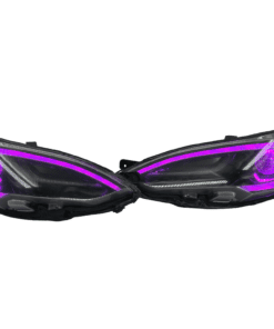 2012-2016 Tesla Model S Black Custom Headlights RGBW Led DRL Halo Lights