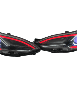 2012-2016 Tesla Model S Black Custom Headlights RGBW Led DRL Halo Lights