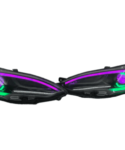 2012-2016 Tesla Model S Black Custom Headlights RGBW Led DRL Halo Lights