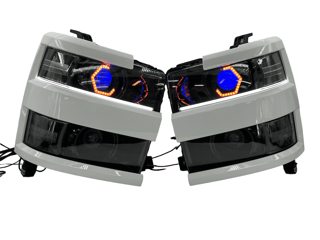 15-19 Chevrolet Silverado 2500 HD Multicolor Led Halo Headlights Switchback Eyebrows