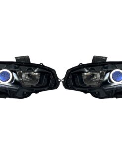 2016-2021 Honda Civic RGBW DRLS Led Halo Black Projector Headlights
