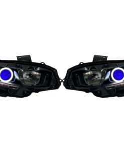 2016-2021 Honda Civic RGBW DRLS Led Halo Black Projector Headlights