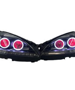 2010-2013 Mercedes Benz S Class S550 S600 Quad RGBW Led Halo Demon Eyes Projector Black Headlights
