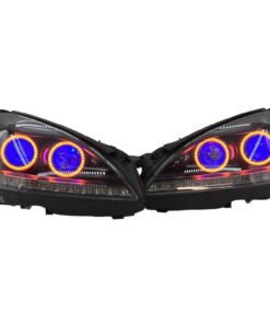 2010-2013 Mercedes Benz S Class S550 S600 Quad RGBW Led Halo Demon Eyes Projector Black Headlights