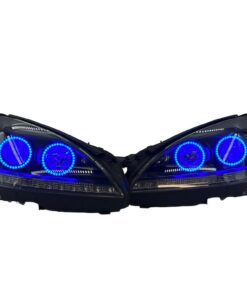 2010-2013 Mercedes Benz S Class S550 S600 Quad RGBW Led Halo Demon Eyes Projector Black Headlights