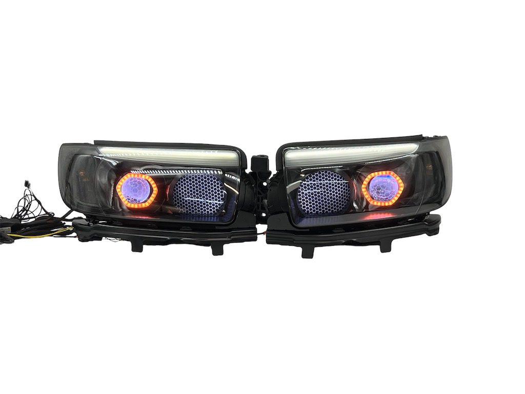 06-08 Subaru Forester Angry Custom Retrofit Black Projector LED Halo Acrylic Headlights