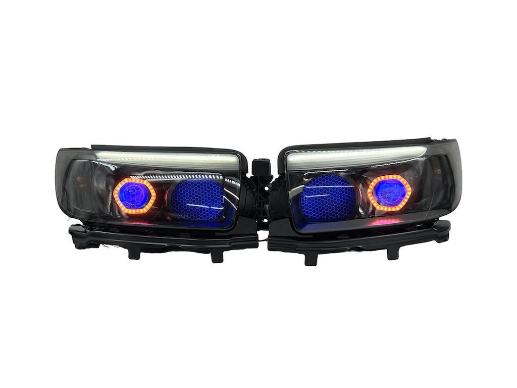 06-08 Subaru Forester Angry Custom Retrofit Black Projector LED Halo Acrylic Headlights