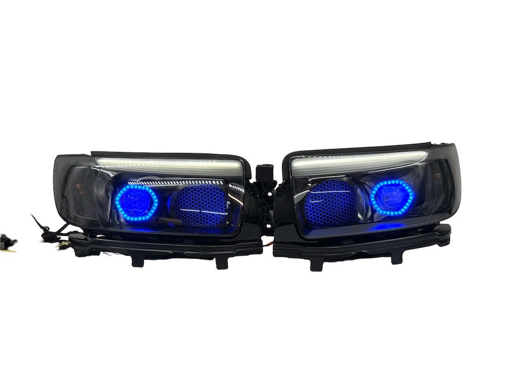 06-08 Subaru Forester Angry Custom Retrofit Black Projector LED Halo Acrylic Headlights
