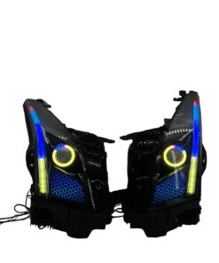 2013-2019 Cadillac ATS ATS-V Custom Black Retrofit Headlights RGBW DRL Halo Lights