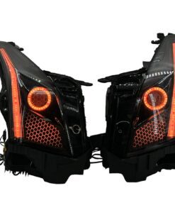 2013-2019 Cadillac ATS ATS-V Custom Black Retrofit Headlights RGBW DRL Halo Lights