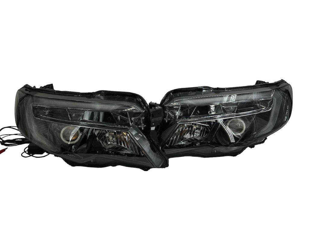 16-24 Honda Ridgeline Black Retrofit Headlights Switchback LED Halo Projector Lights