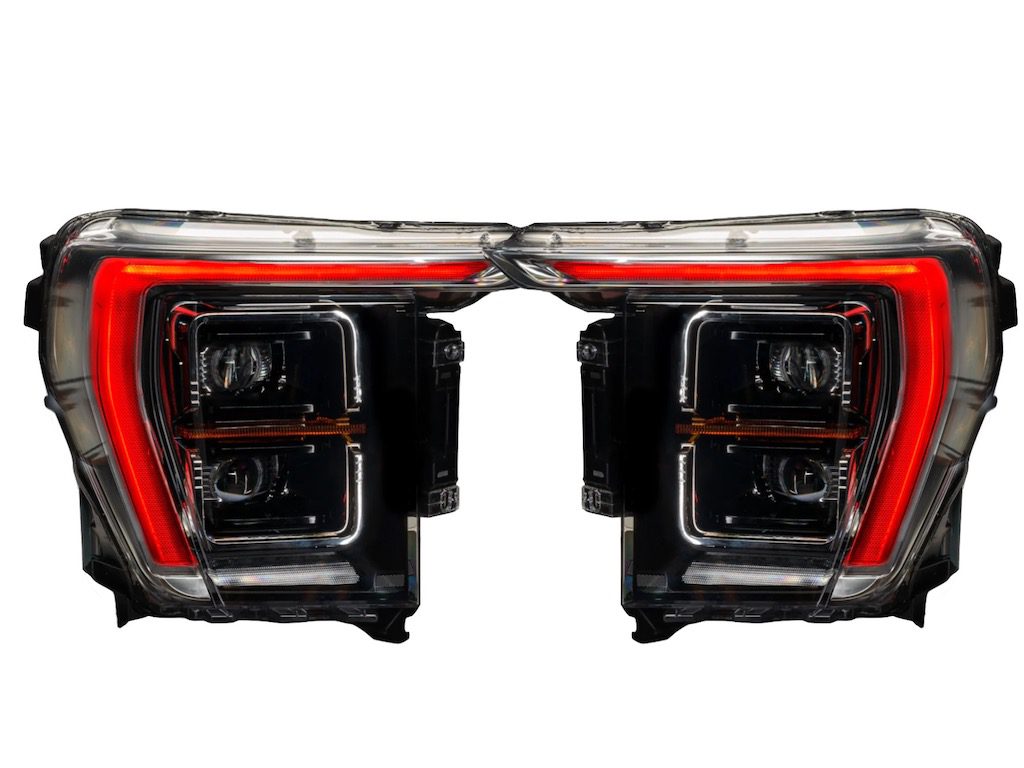 2021-2023 Ford F-150 RGBW Led DRL Black Retrofit Projector Headlights