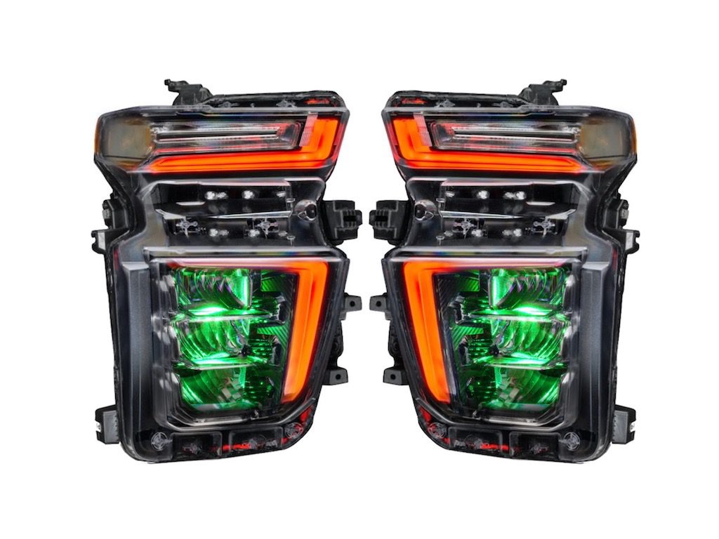 20-23 CHEVROLET SILVERADO HD 2500/3500 RGBW Multicolor LED DRLS Demon Eyes Custom Retrofit Headlights