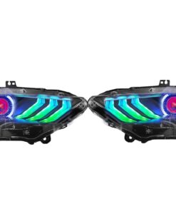 18-23 Ford Mustang RGBW Multicolor LED DRL Halo Demon Eyes Projector Headlights