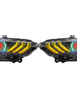 18-23 Ford Mustang RGBW Multicolor LED DRL Halo Demon Eyes Projector Headlights