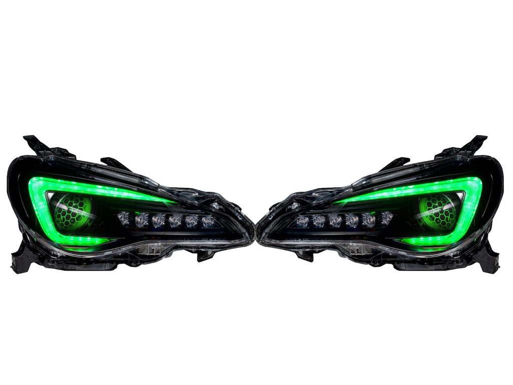 17-20 Subaru BRZ Custom RGBW Flow Series LED DRLS Demon Eye Retrofit Black Projector Headlights