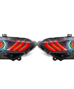 18-23 Ford Mustang RGBW Multicolor LED DRL Halo Demon Eyes Projector Headlights