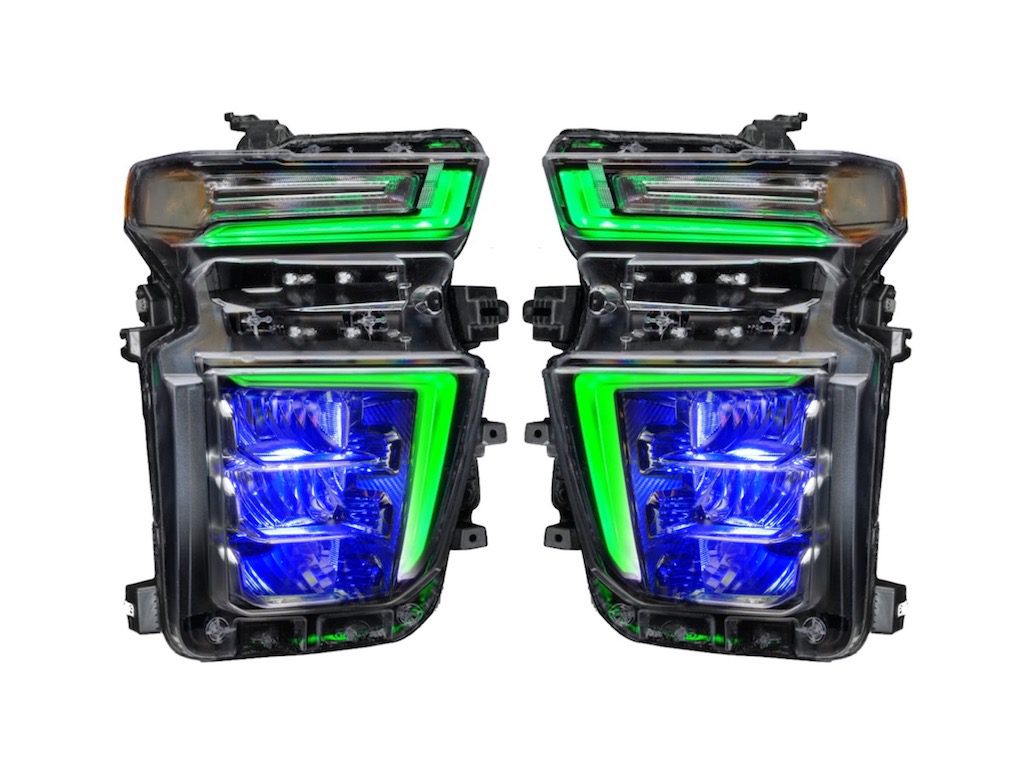 20-23 CHEVROLET SILVERADO HD 2500/3500 RGBW Multicolor LED DRLS Demon Eyes Custom Retrofit Headlights