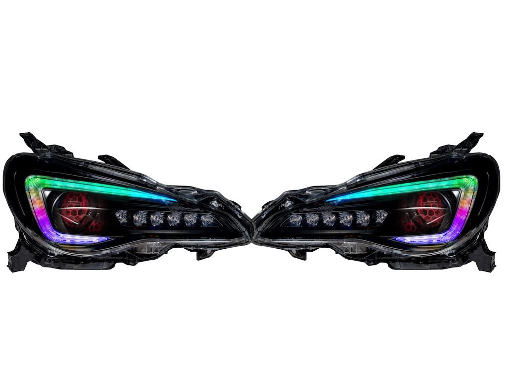 17-20 Subaru BRZ Custom RGBW Flow Series LED DRLS Demon Eye Retrofit Black Projector Headlights
