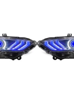 18-23 Ford Mustang RGBW Multicolor LED DRL Halo Demon Eyes Projector Headlights