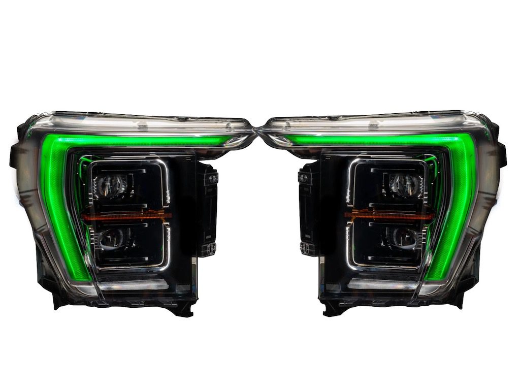 2021-2023 Ford F-150 RGBW Led DRL Black Retrofit Projector Headlights