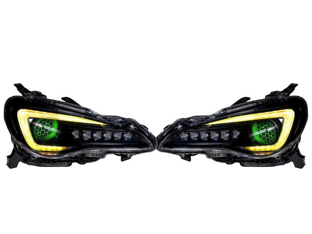 17-20 Subaru BRZ Custom RGBW Flow Series LED DRLS Demon Eye Retrofit Black Projector Headlights