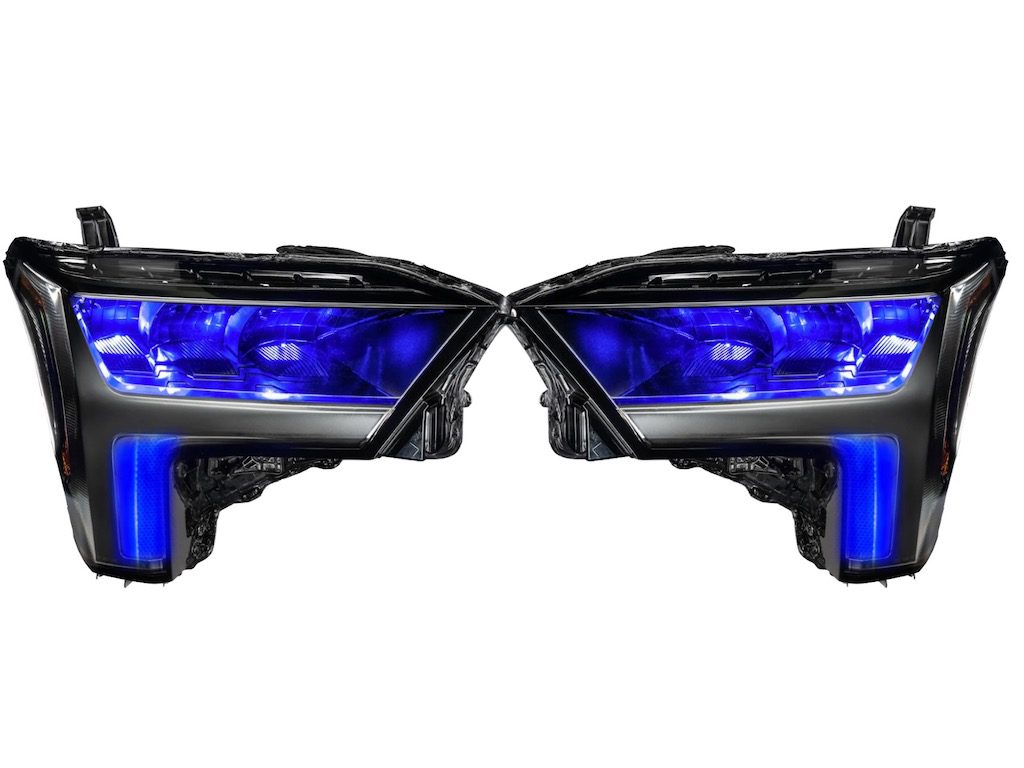2022 Toyota Tundra RGBW Led Demon Eyes DRL Multicolor Black Retrofit Headlights