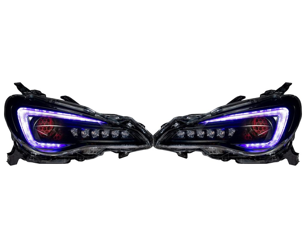 17-20 Subaru BRZ Custom RGBW Flow Series LED DRLS Demon Eye Retrofit Black Projector Headlights