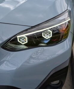 17-23 Subaru Crosstrek Impreza Dual Hex Led Switchback Halo Eyebrows Black Projector Headlights