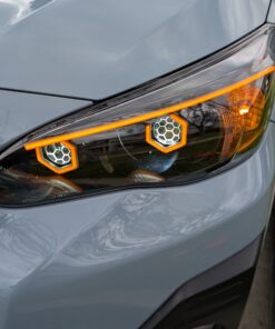 17-23 Subaru Crosstrek Impreza Dual Hex Led Switchback Halo Eyebrows Black Projector Headlights
